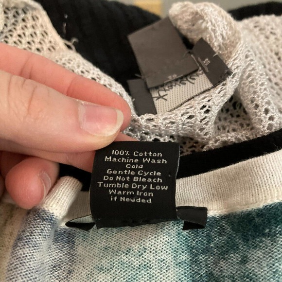 Ann Taylor Cardigan Womens Sz MP Petite Blue Green Pattern Cotton Sweater‎ - Picture 6 of 9